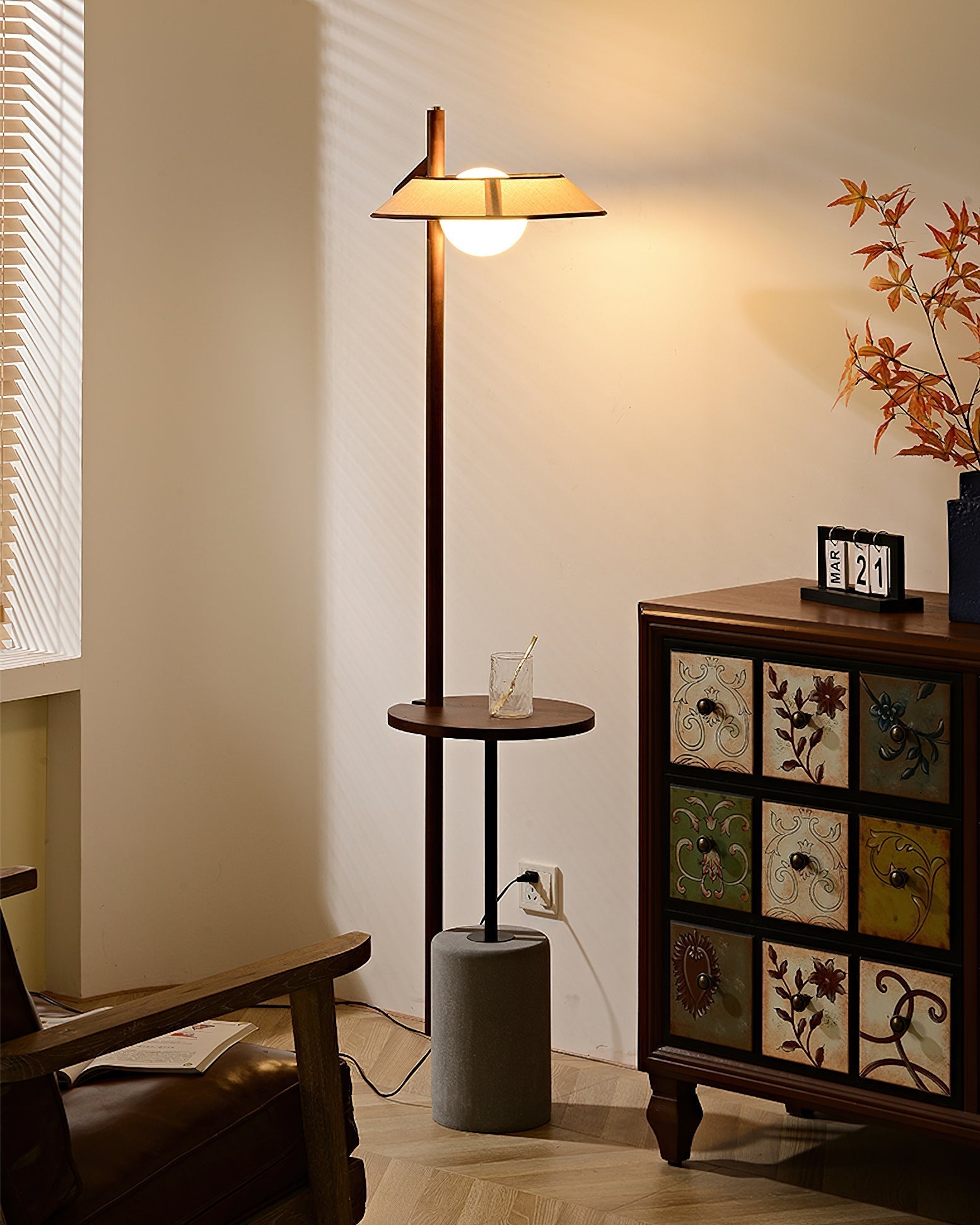 Mirz Minimalist Walnut Wood Floor Lamp-Neutral Decor