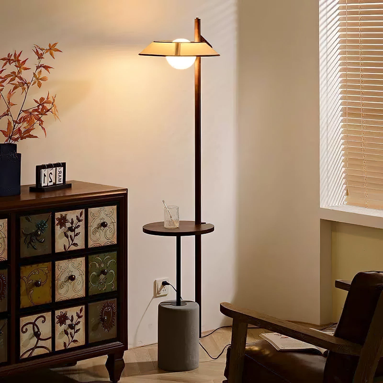 Mirz Minimalist Walnut Wood Floor Lamp-Neutral Decor
