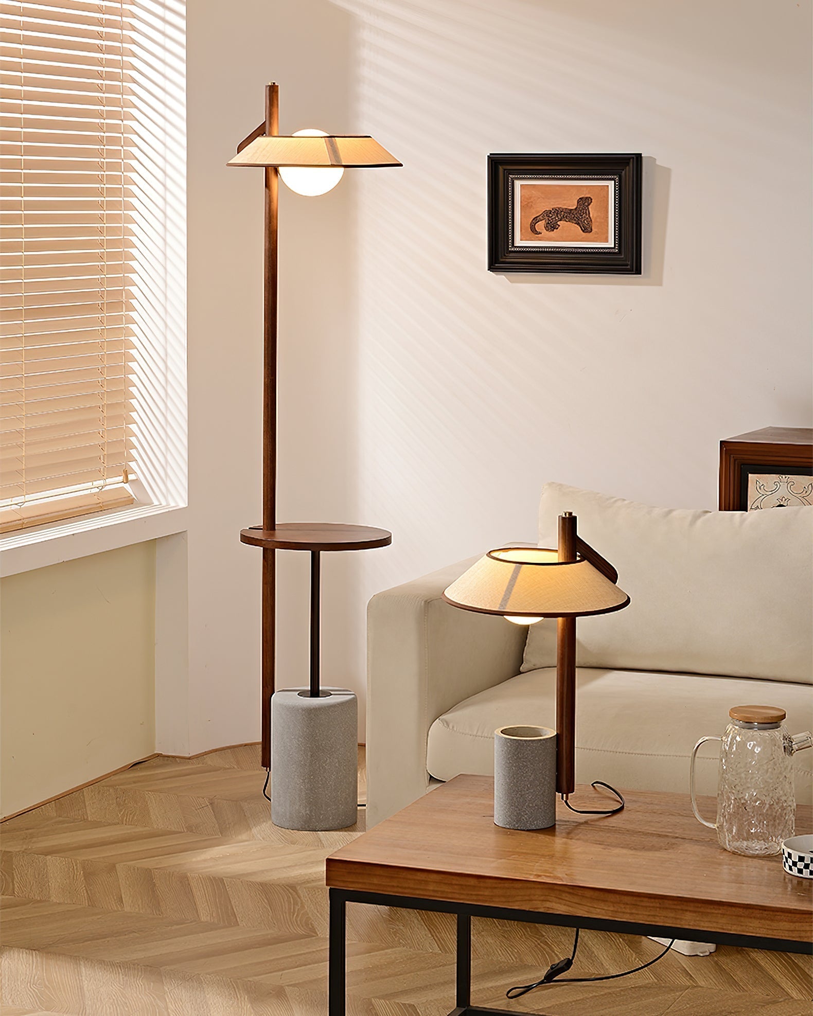 Mirz Minimalist Walnut Wood Floor Lamp-Neutral Decor