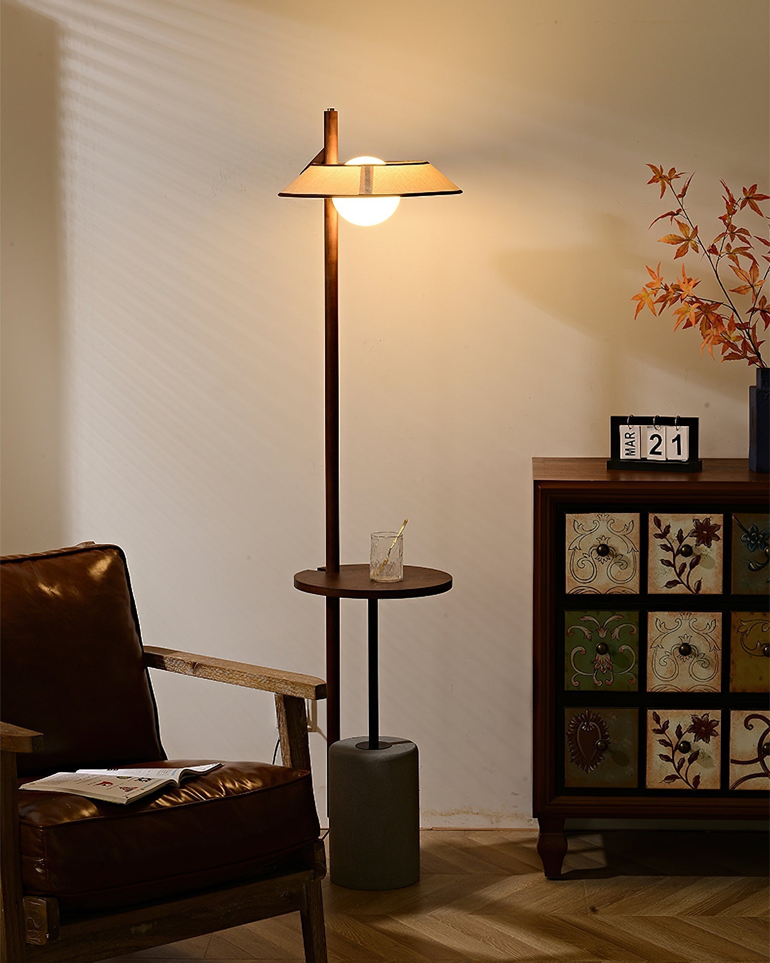 Mirz Minimalist Walnut Wood Floor Lamp-Neutral Decor