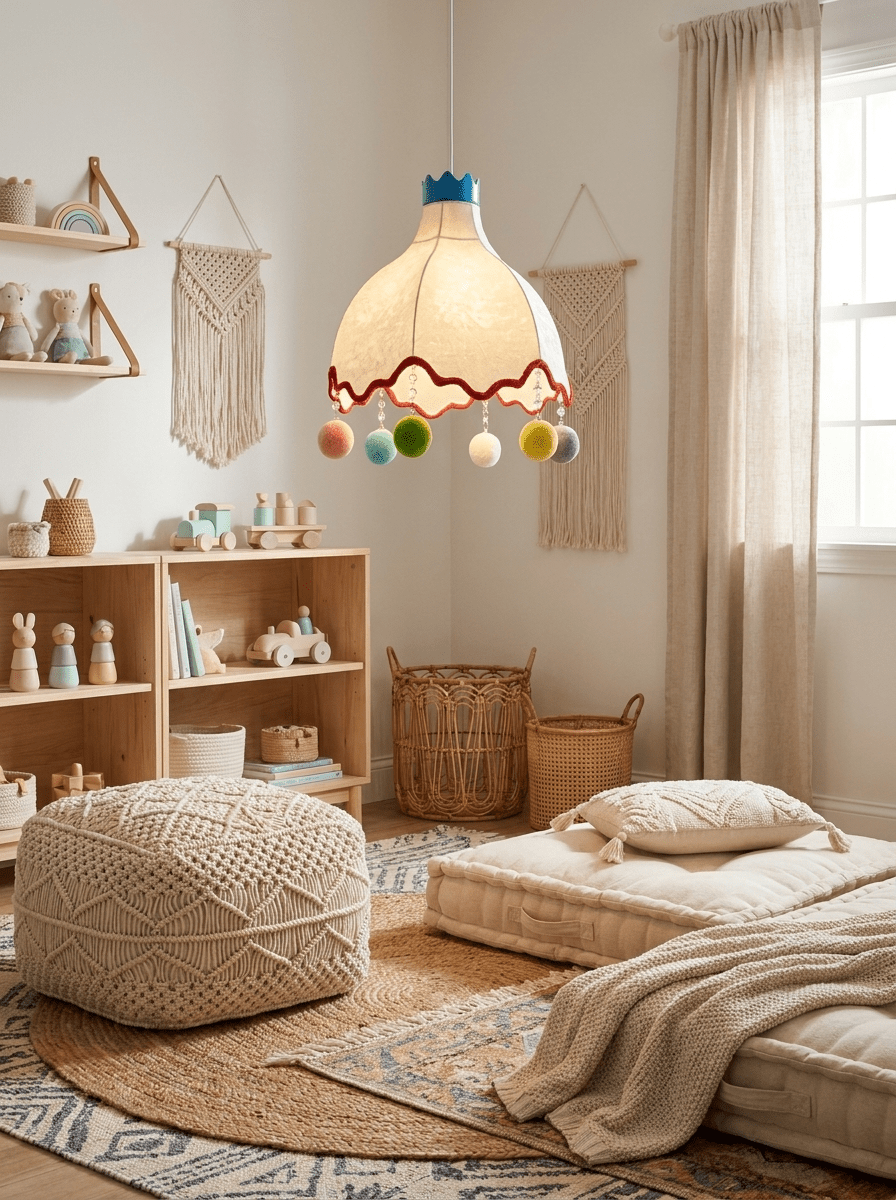 Pippi Kids Fabric Pendant Light-Neutral Decor
