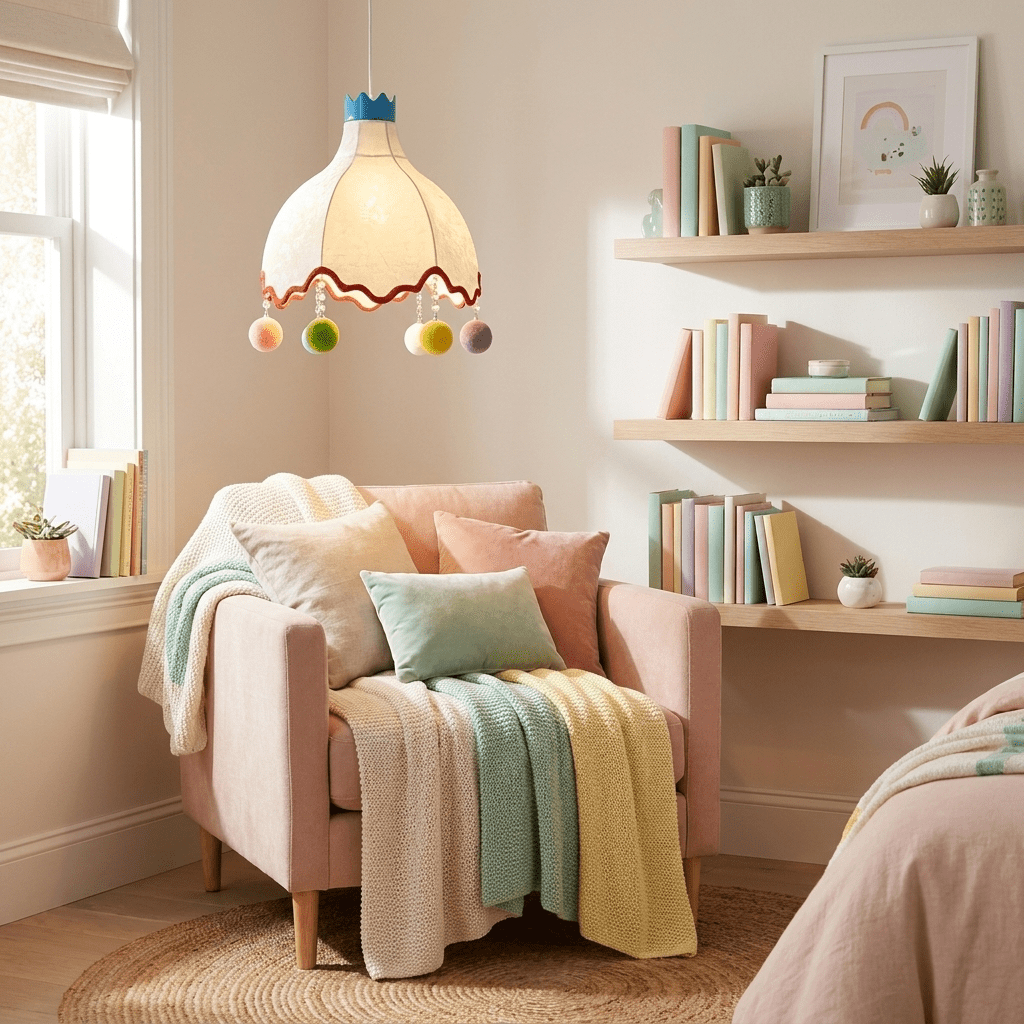 Pippi Kids Fabric Pendant Light-Neutral Decor