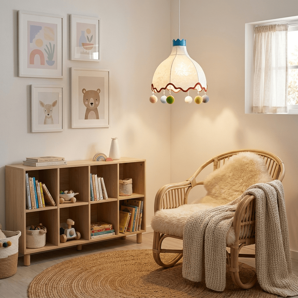 Pippi Kids Fabric Pendant Light-Neutral Decor