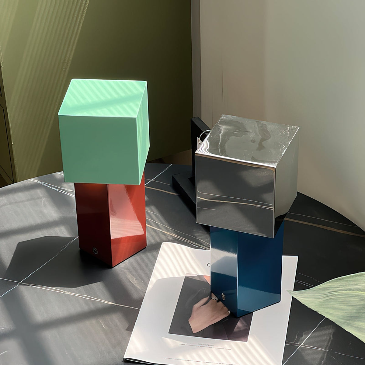 Cubic Accent Portable Table Lamp-Neutral Decor