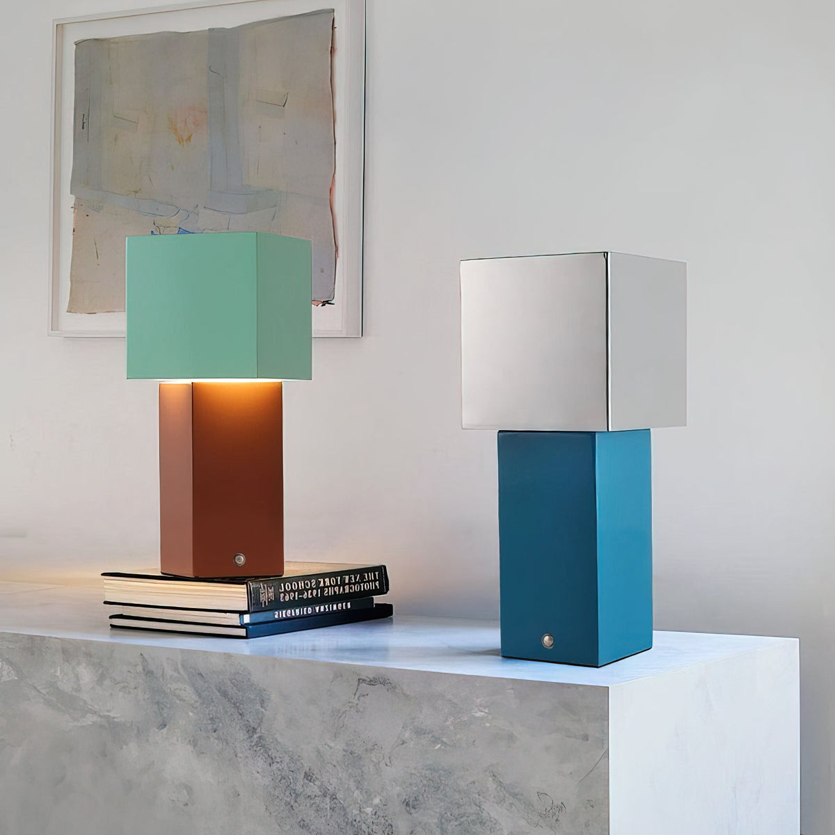 Cubic Accent Portable Table Lamp-Neutral Decor