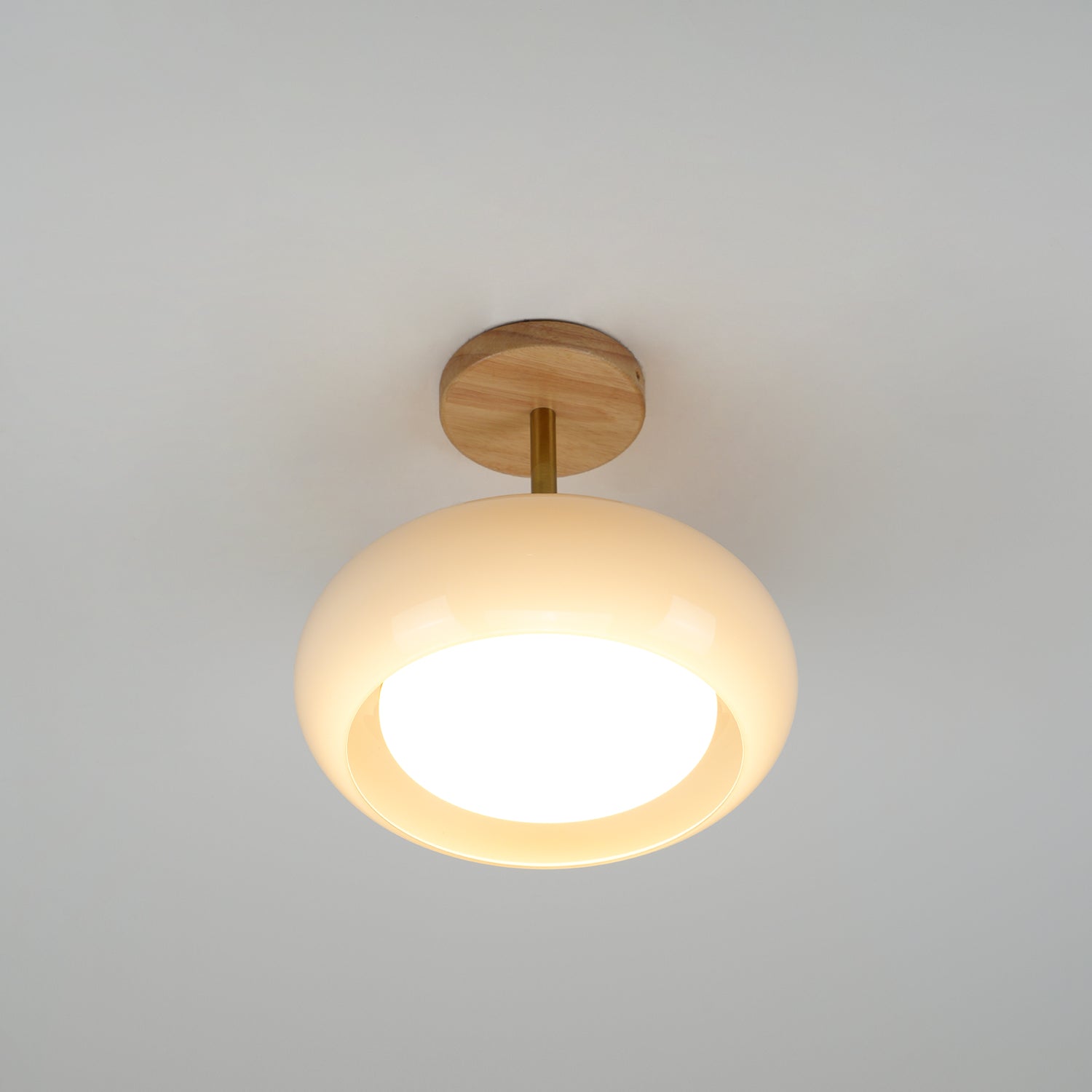 Solara Ceiling Lamp Glass and Wood Color Shade-Neutral Decor