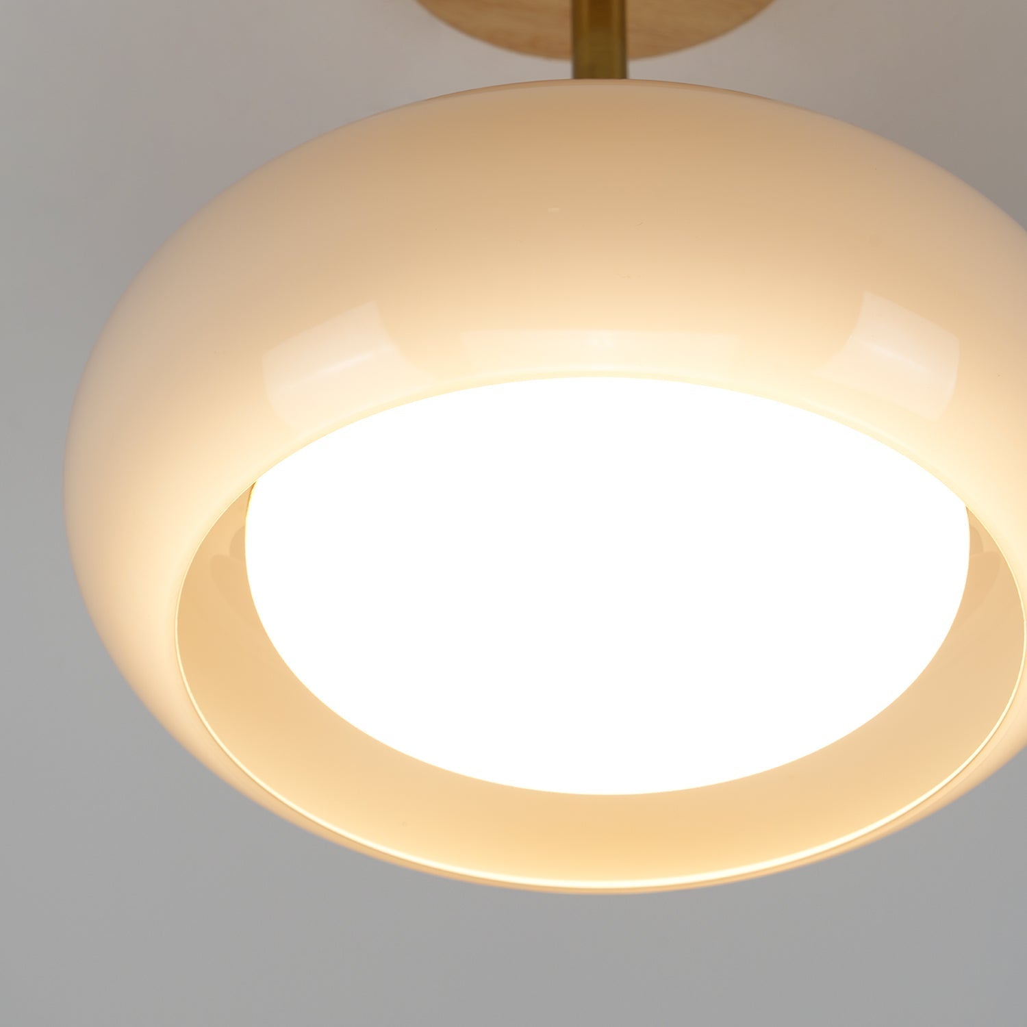 Solara Ceiling Lamp Glass and Wood Color Shade-Neutral Decor