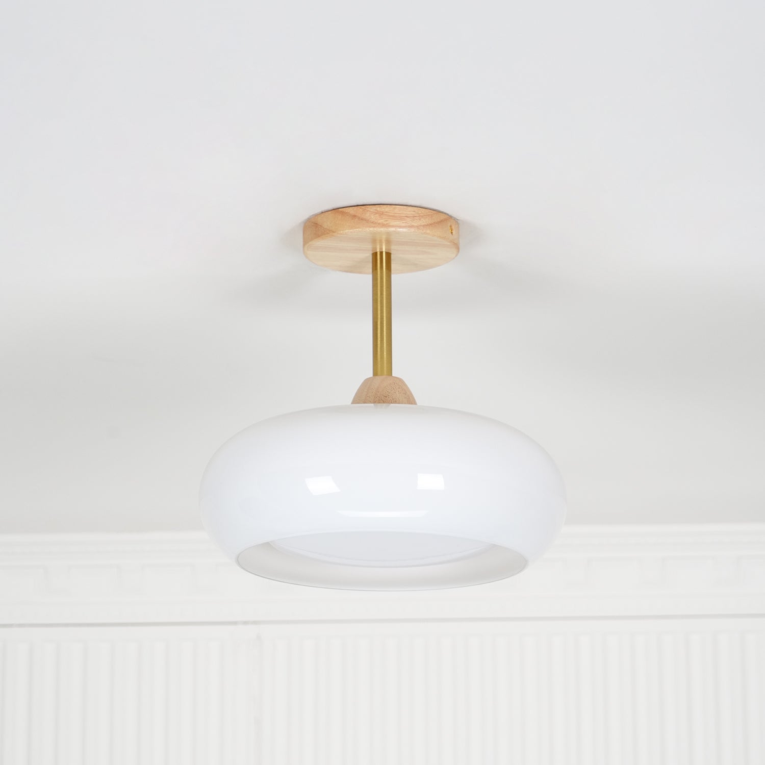 Solara Ceiling Lamp Glass and Wood Color Shade-Neutral Decor