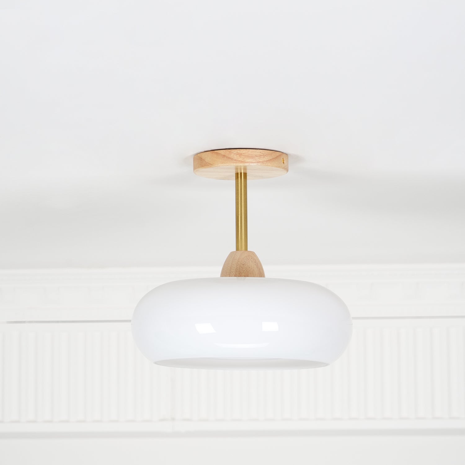 Solara Ceiling Lamp Glass and Wood Color Shade-Neutral Decor