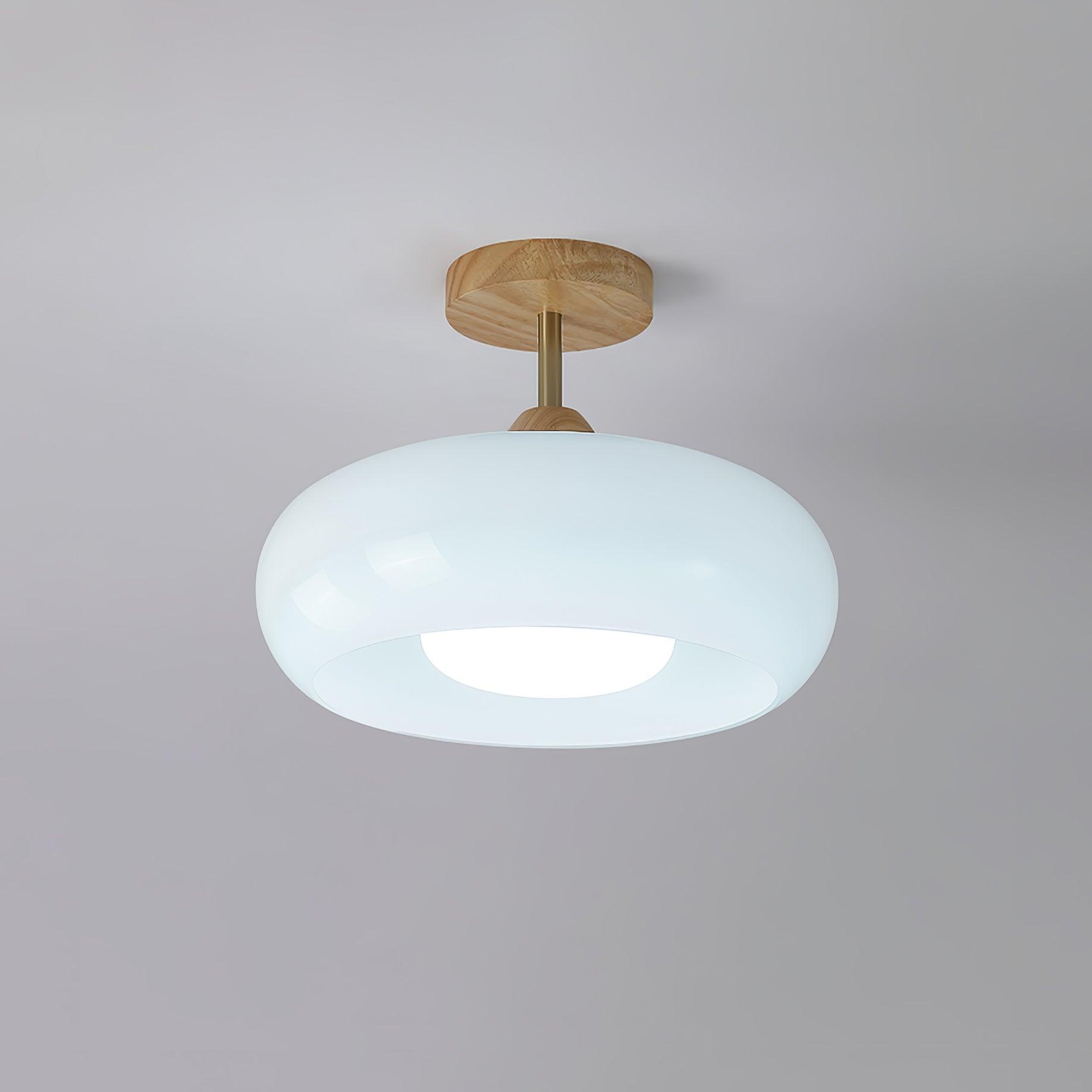 Solara Ceiling Lamp Glass and Wood Color Shade-Neutral Decor