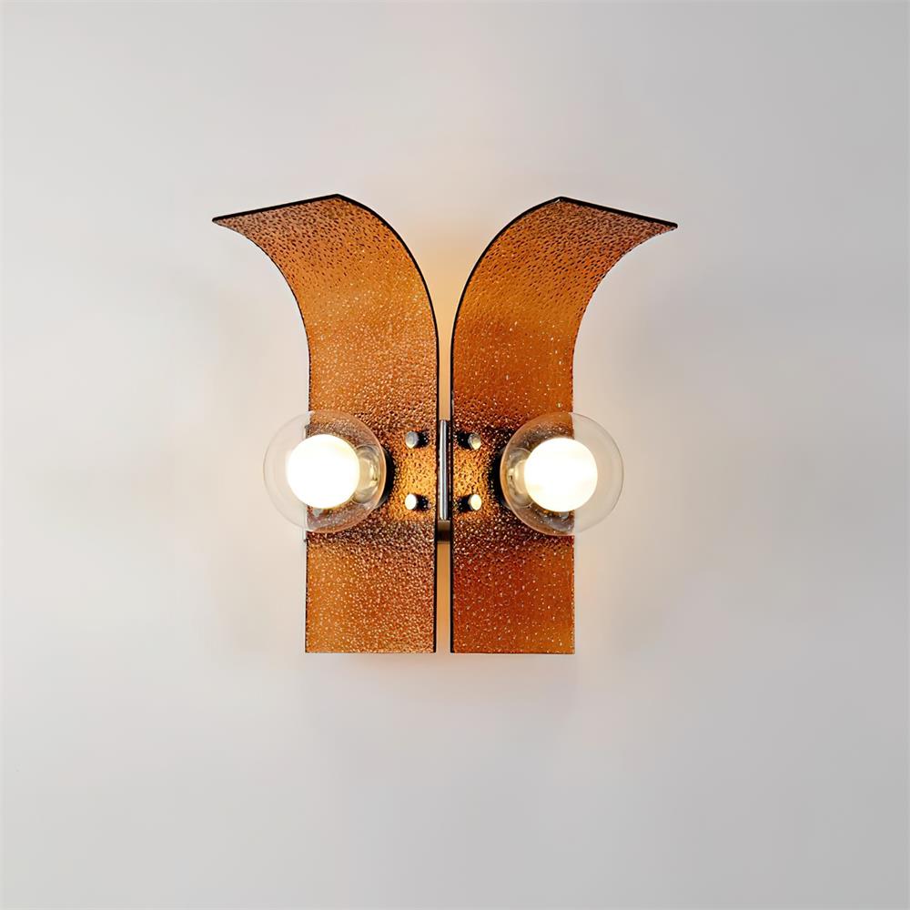 Wall Light Textured Glass Panels Dual Globes