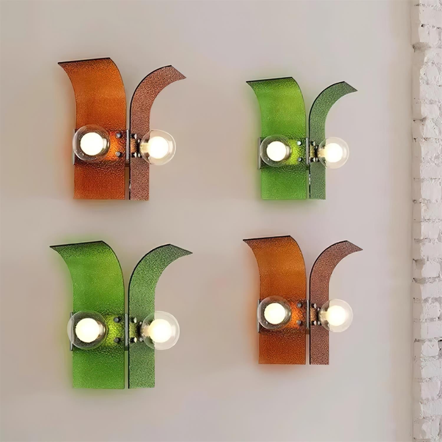 Wall Light Textured Glass Panels Dual Globes