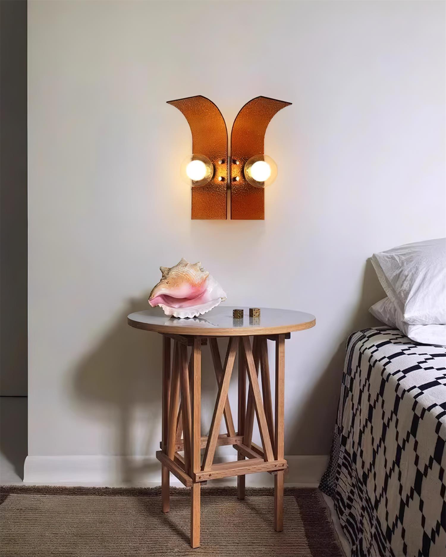 Wall Light Textured Glass Panels Dual Globes