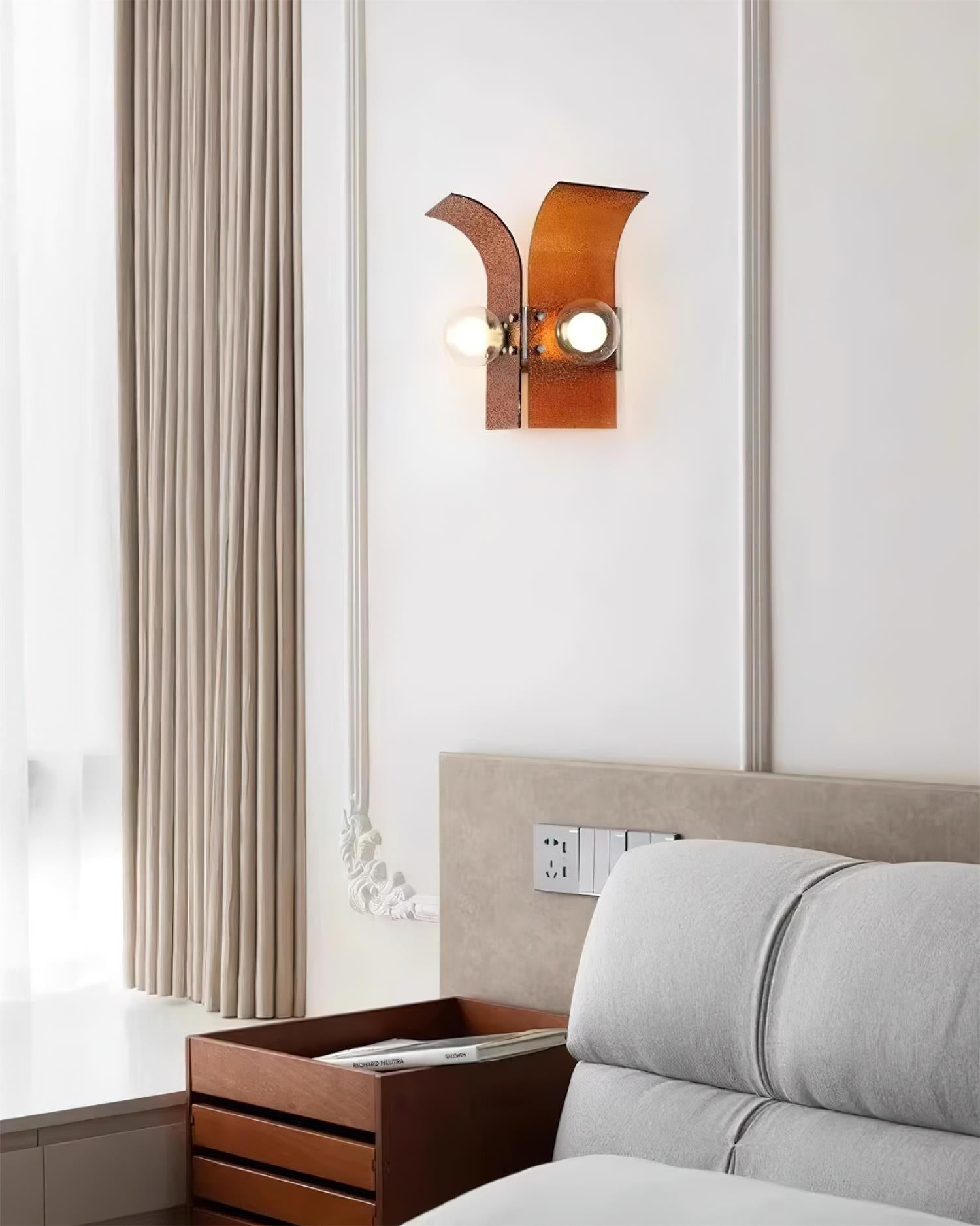 Wall Light Textured Glass Panels Dual Globes