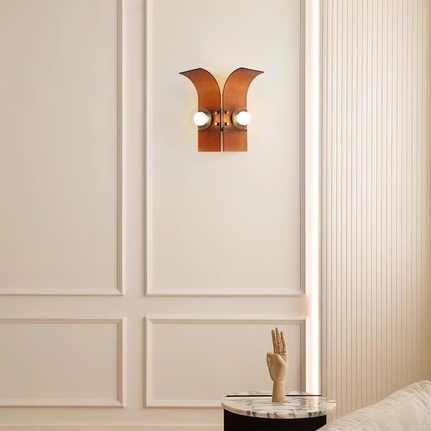 Wall Light Textured Glass Panels Dual Globes