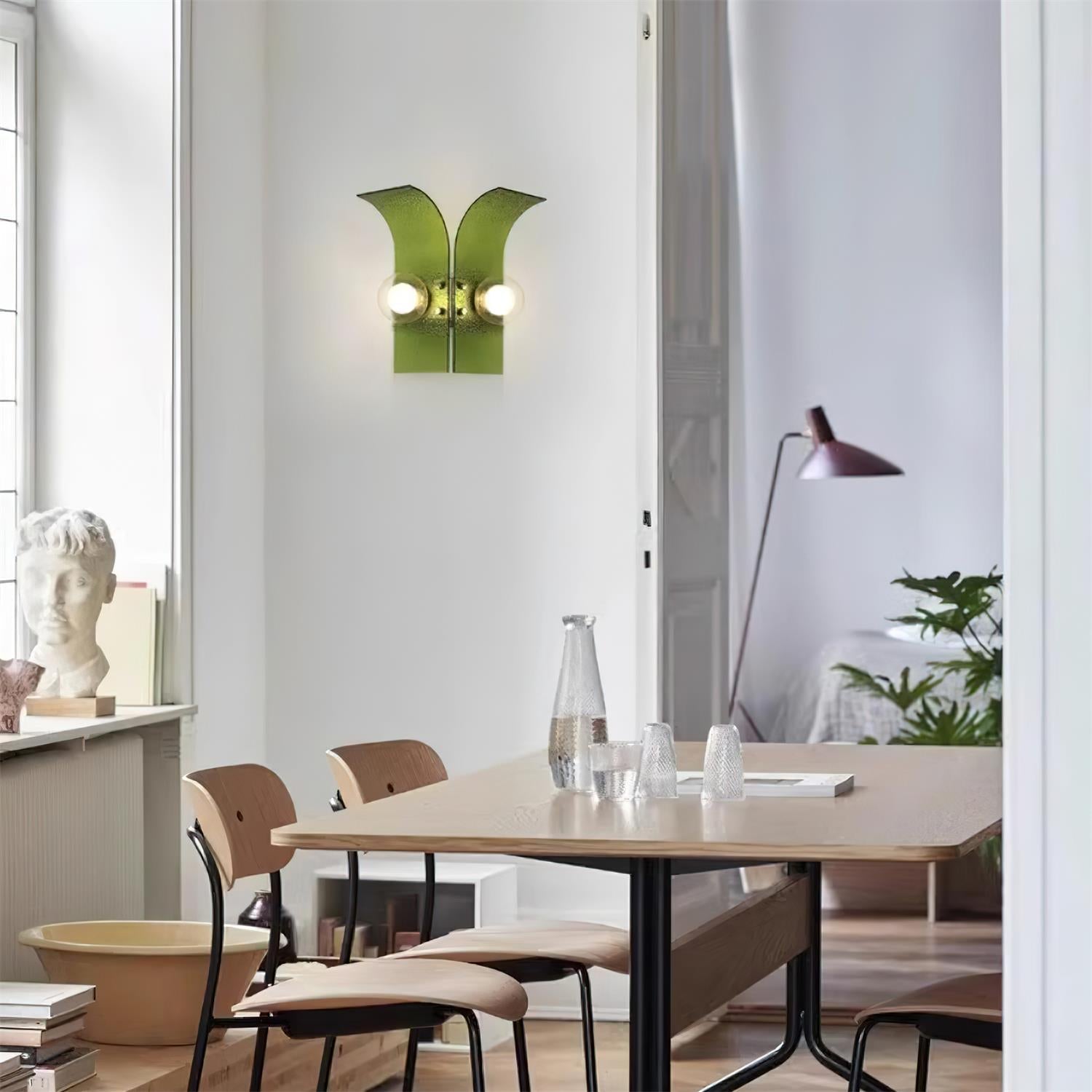 Wall Light Textured Glass Panels Dual Globes