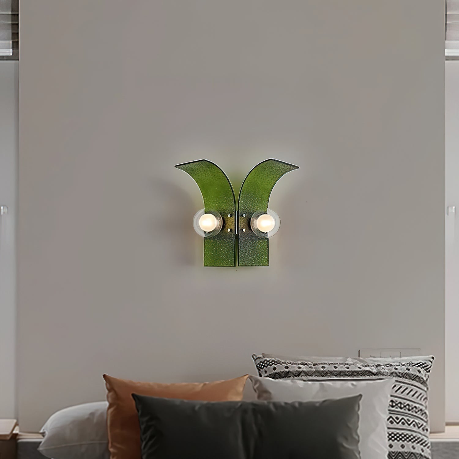 Wall Light Textured Glass Panels Dual Globes