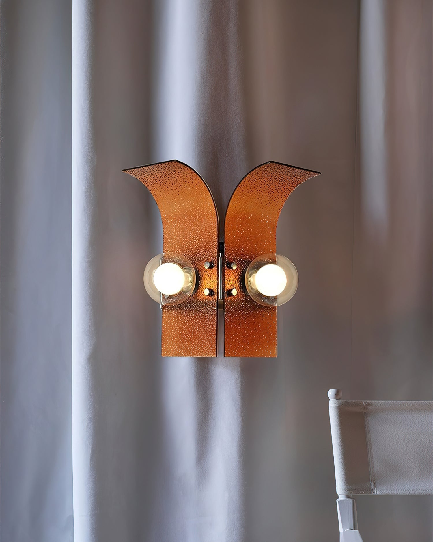 Wall Light Textured Glass Panels Dual Globes