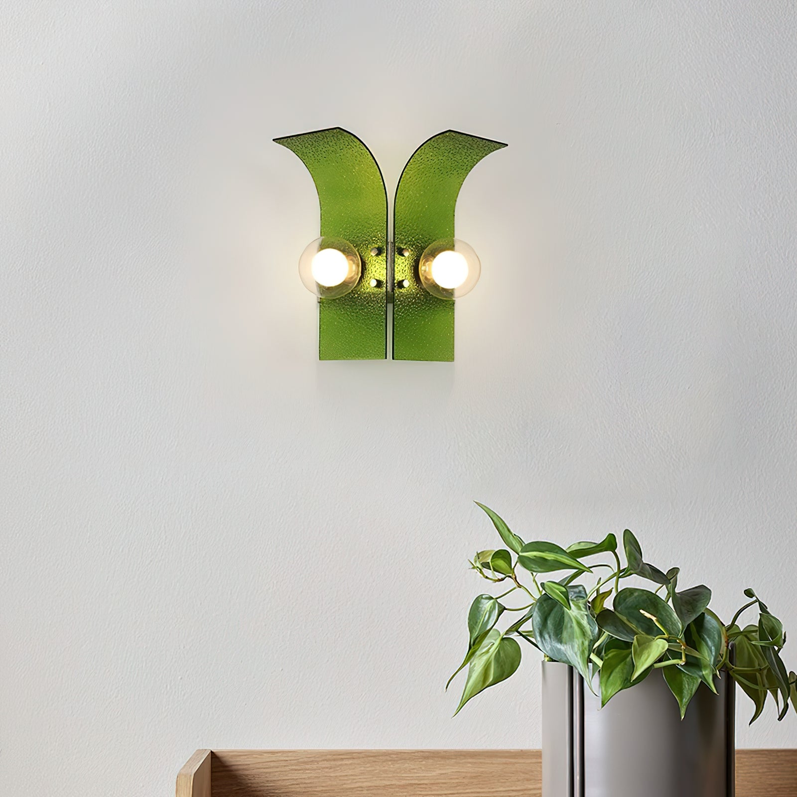 Wall Light Textured Glass Panels Dual Globes