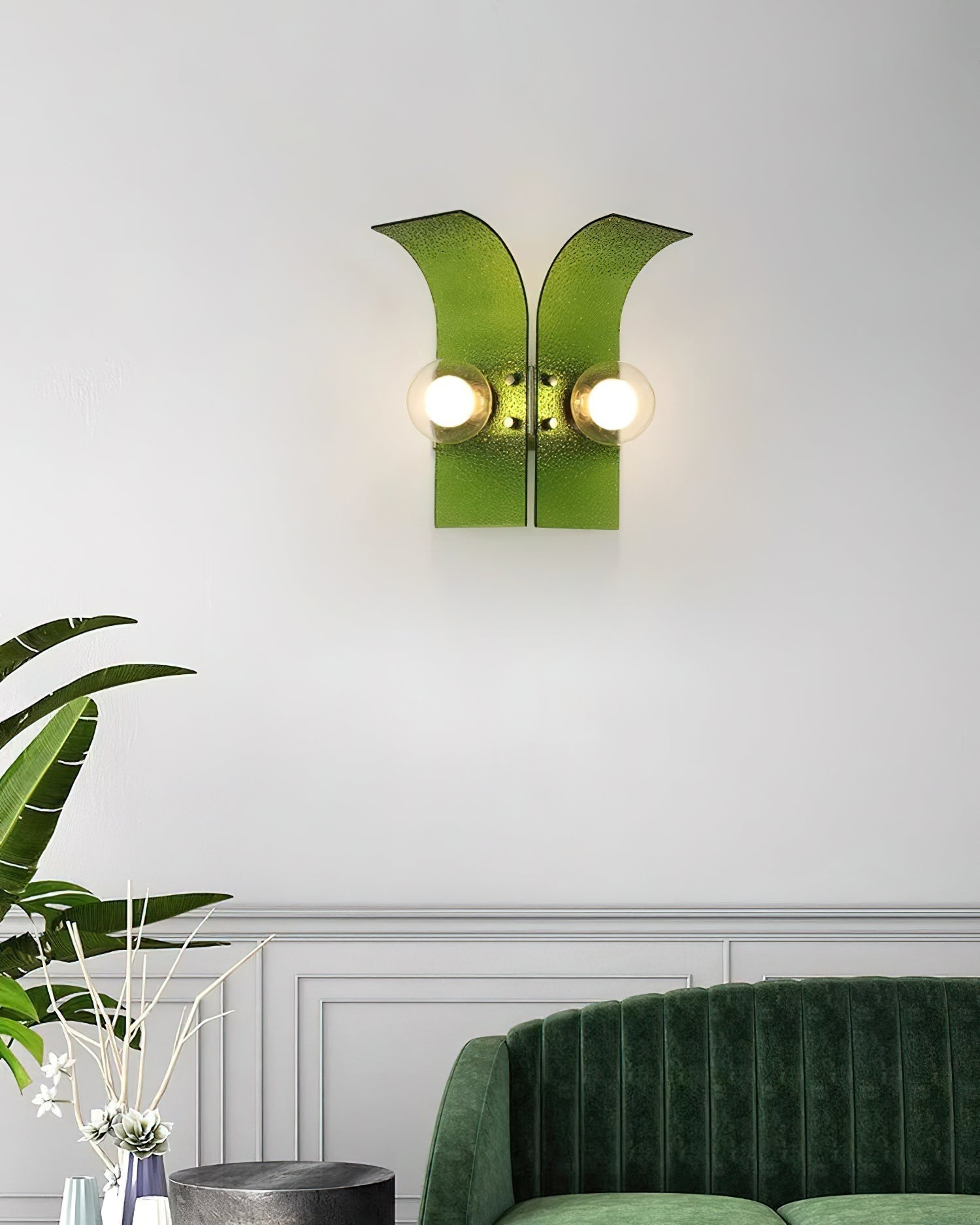Wall Light Textured Glass Panels Dual Globes