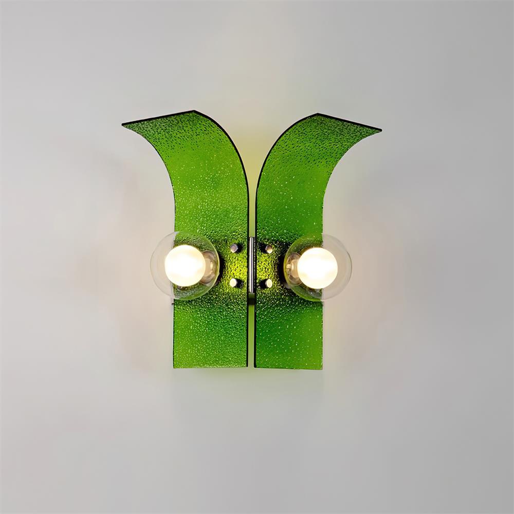 Wall Light Textured Glass Panels Dual Globes