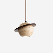 Pendant Light Travertine Planet Walnut Wood Ambient Minimalist