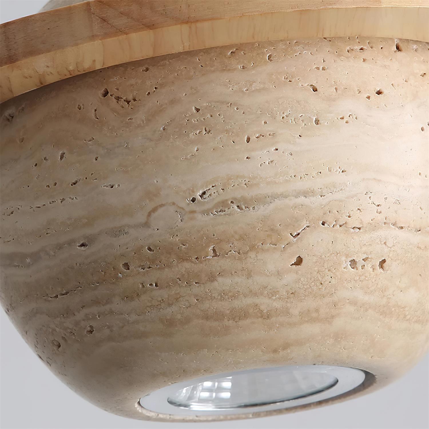 Pendant Light Travertine Planet Walnut Wood Ambient Minimalist