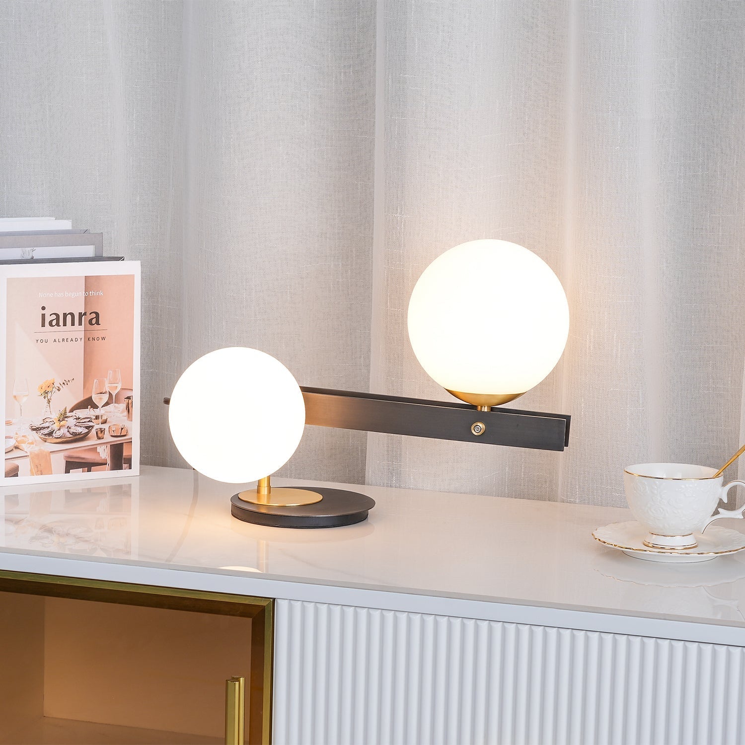 Liora Contemporary Glass Table Lamp-Neutral Decor