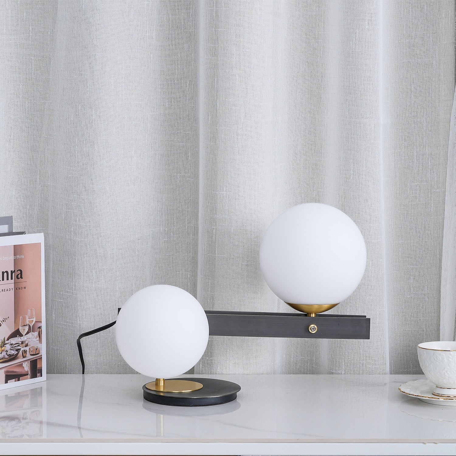 Liora Contemporary Glass Table Lamp-Neutral Decor