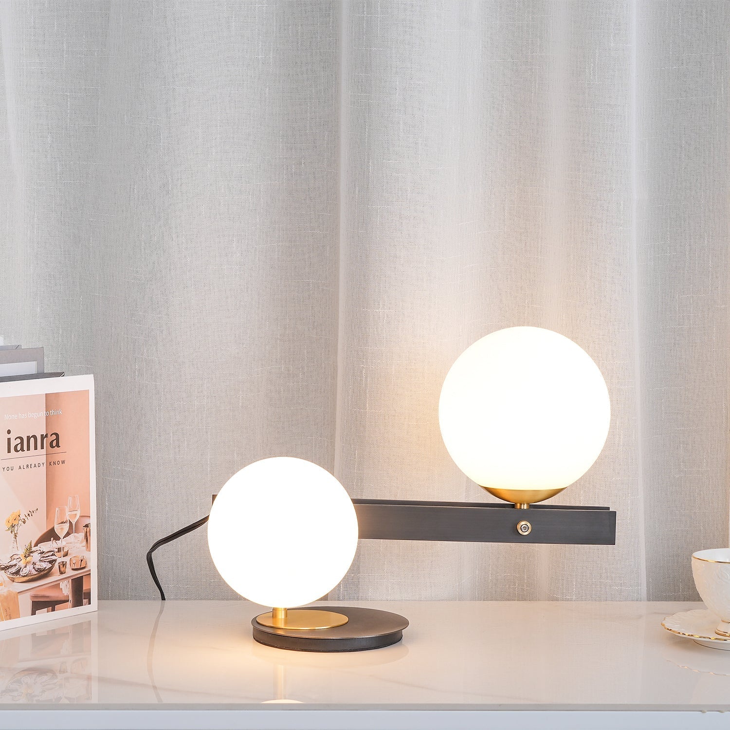 Liora Contemporary Glass Table Lamp-Neutral Decor