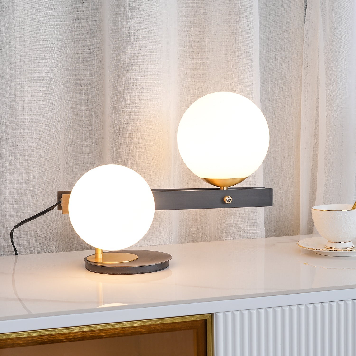 Liora Contemporary Glass Table Lamp-Neutral Decor