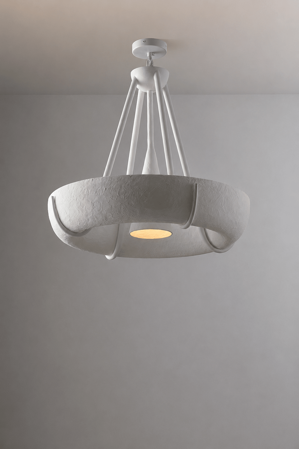 Plaster Drum Chandelier-Neutral Decor