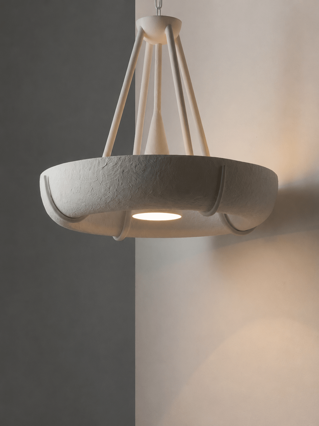 Plaster Drum Chandelier-Neutral Decor