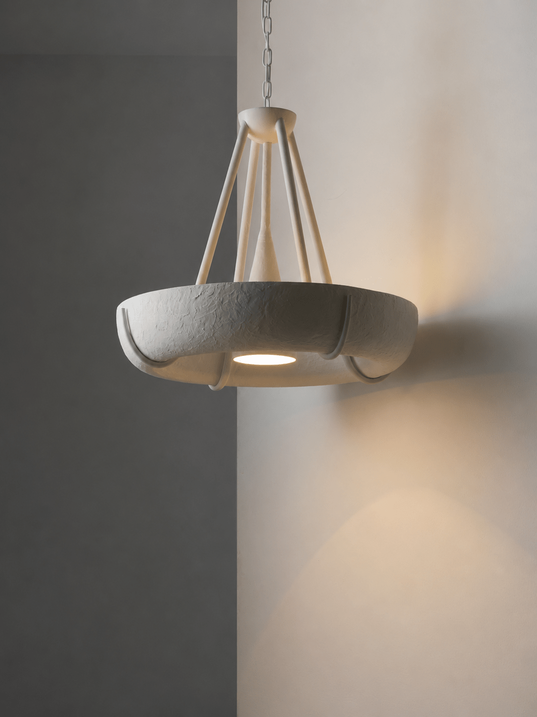 Plaster Drum Chandelier-Neutral Decor