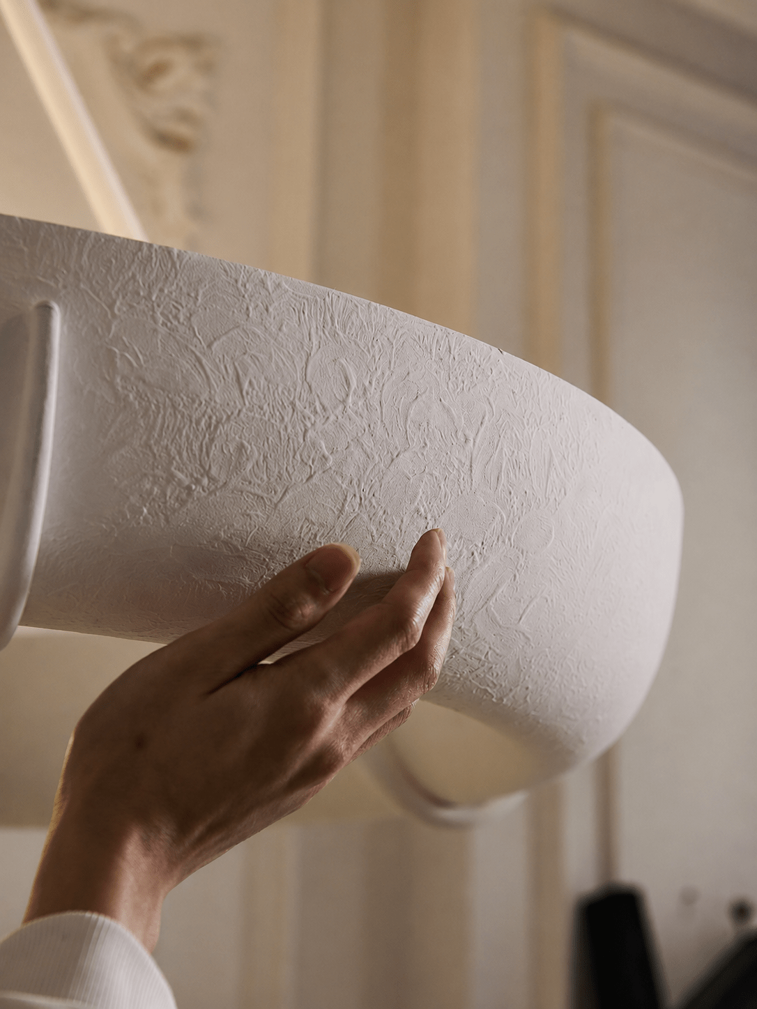 Plaster Drum Chandelier-Neutral Decor