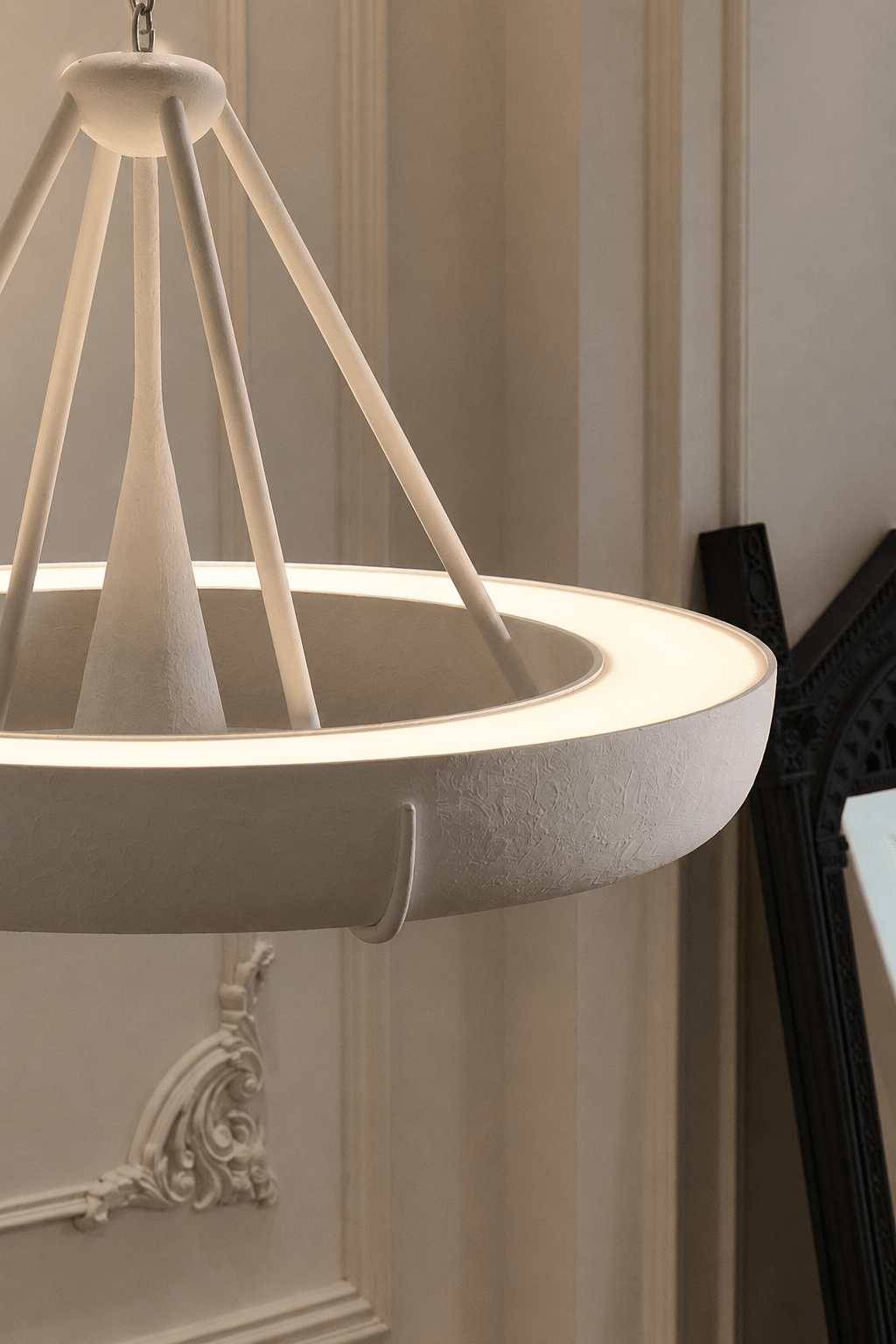 Plaster Drum Chandelier-Neutral Decor