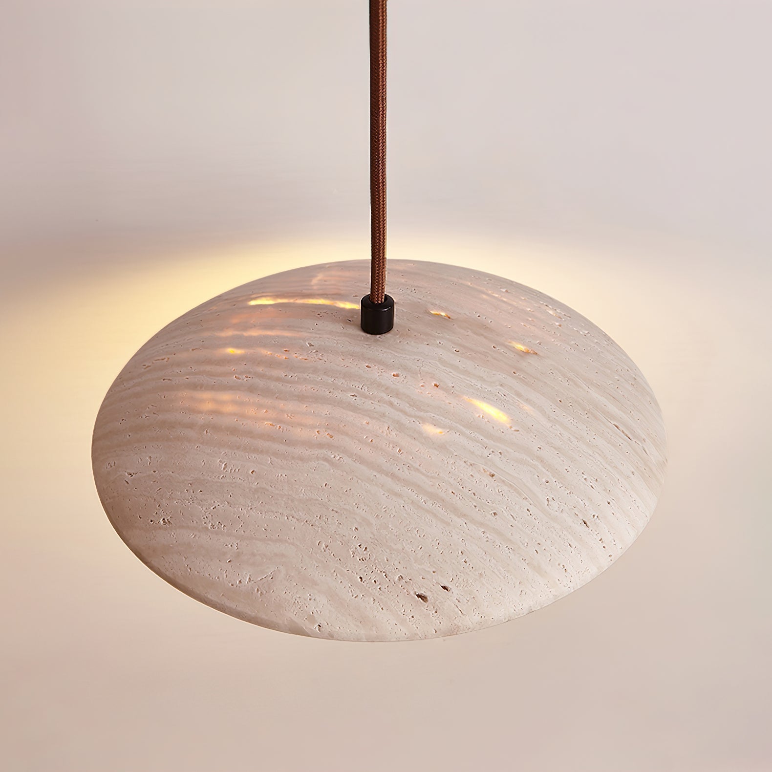 Dixel Wide-Brim Travertine Pendant Light-Neutral Decor