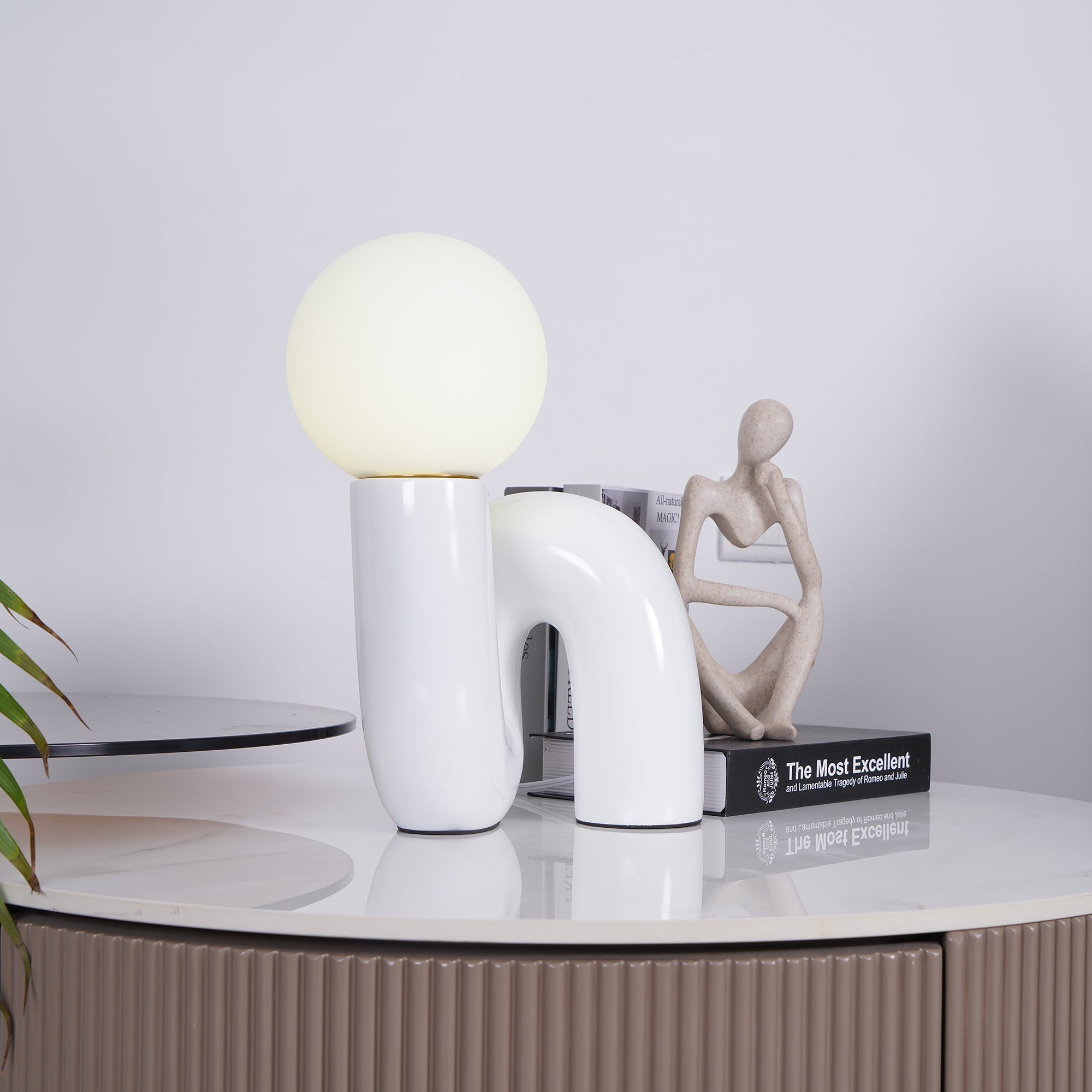 Aveny Lamp Playful N Shape All White-Neutral Decor