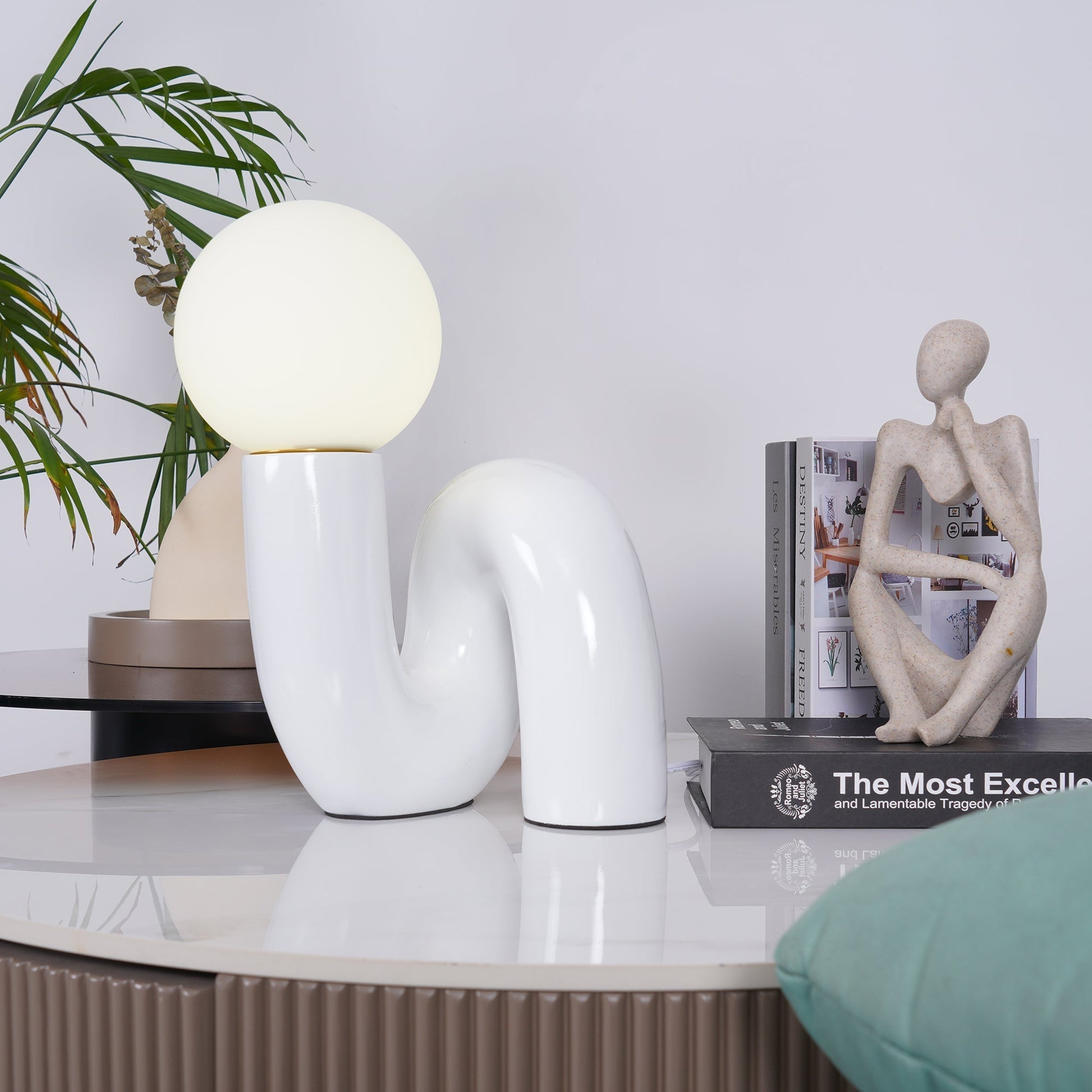 Aveny Lamp Playful N Shape All White-Neutral Decor