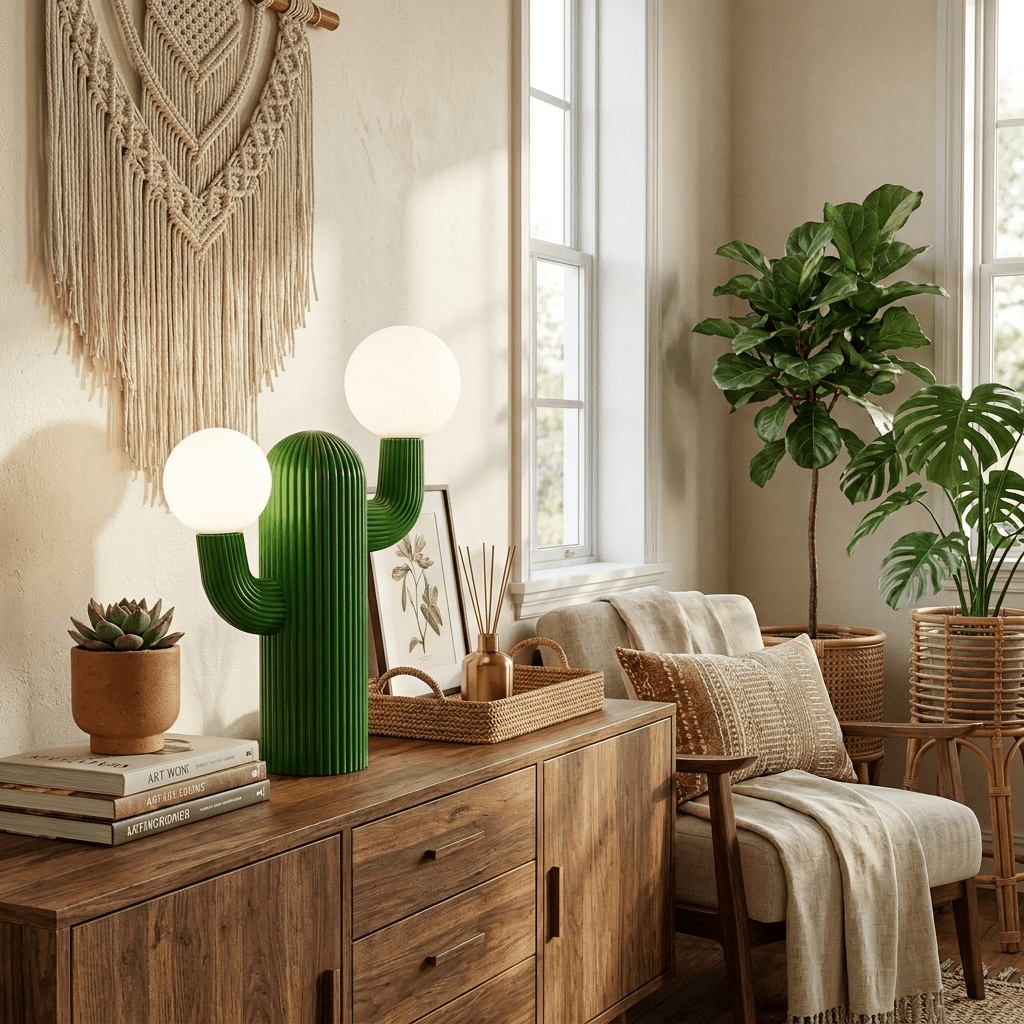 Playline Cactus Table Lamp-Neutral Decor