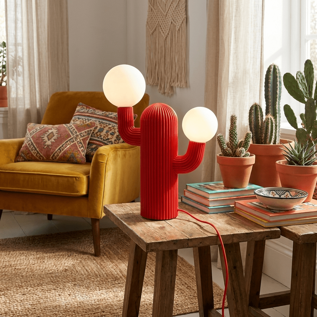 Playline Cactus Table Lamp-Neutral Decor