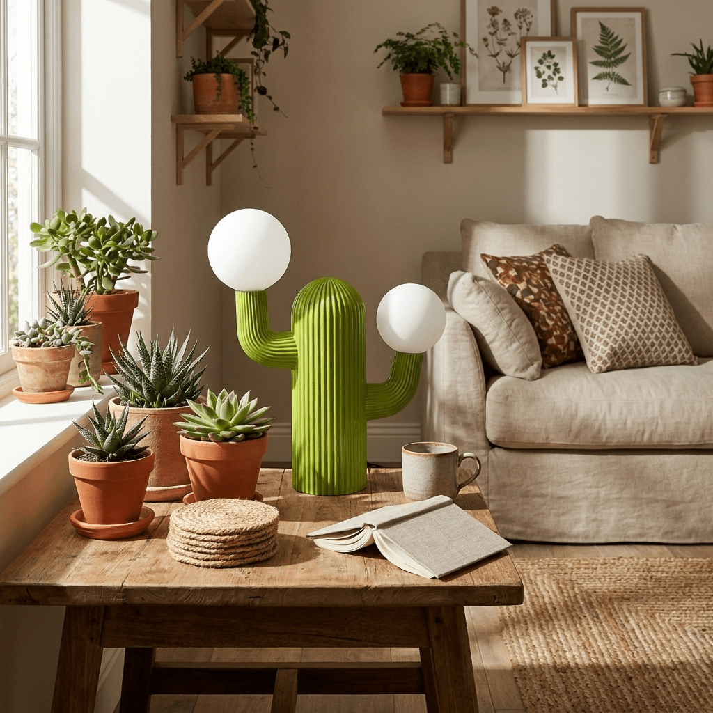 Playline Cactus Table Lamp-Neutral Decor