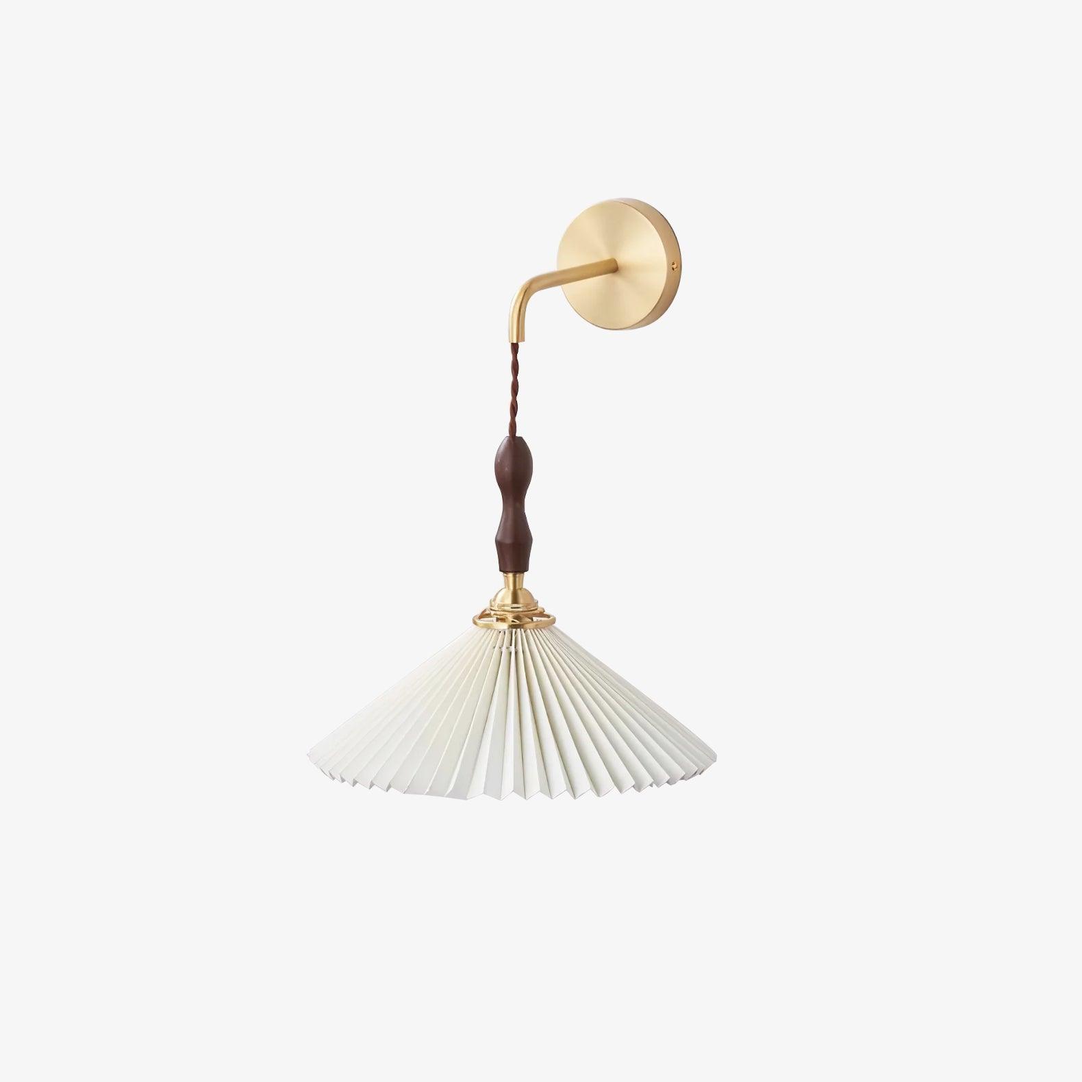 Mordan Premium Elegance Pleated Walnut Wooden Wall Lamp-Neutral Decor