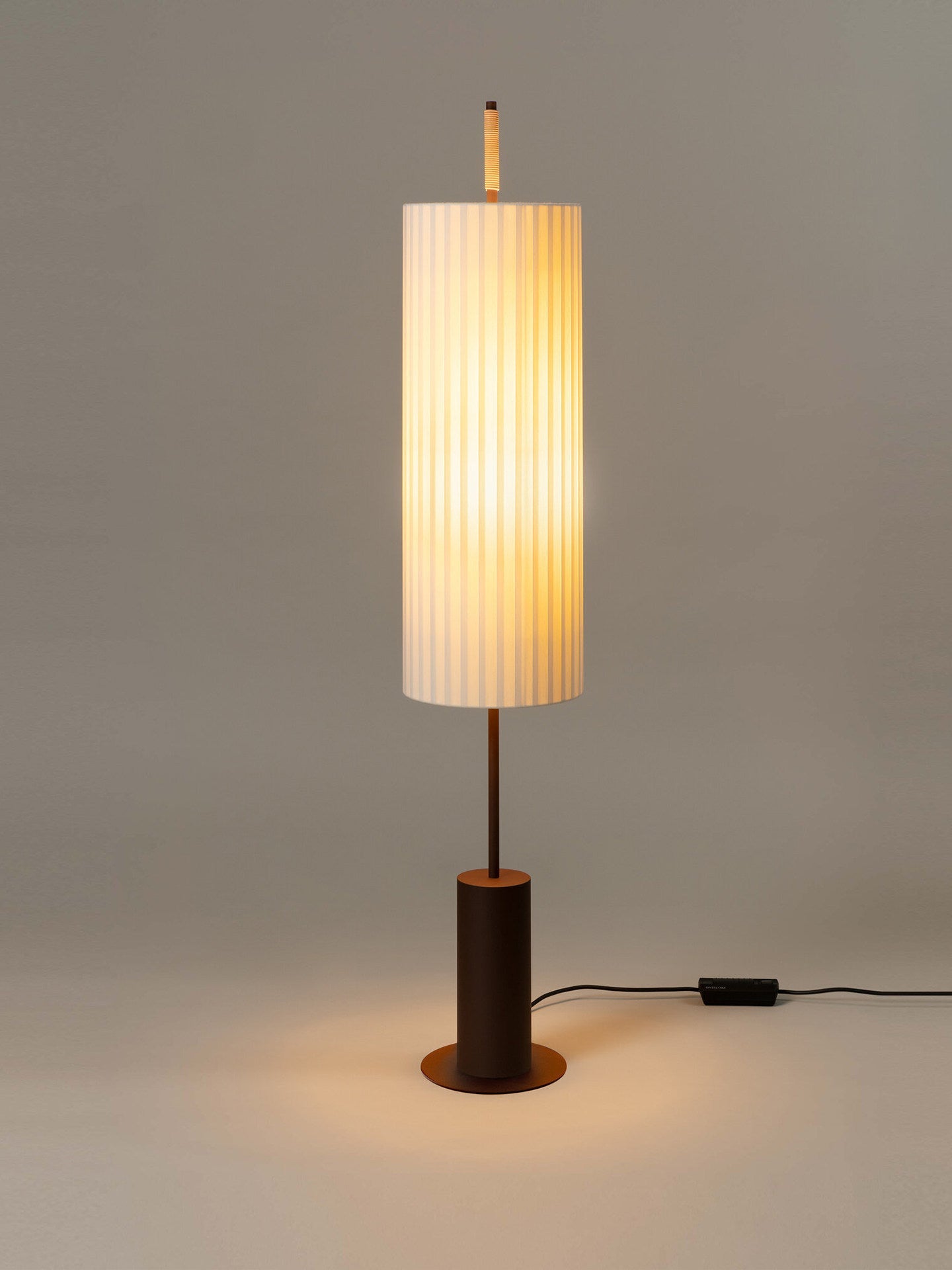 Pleated Cylinder Floor Lamp-Neutral Decor