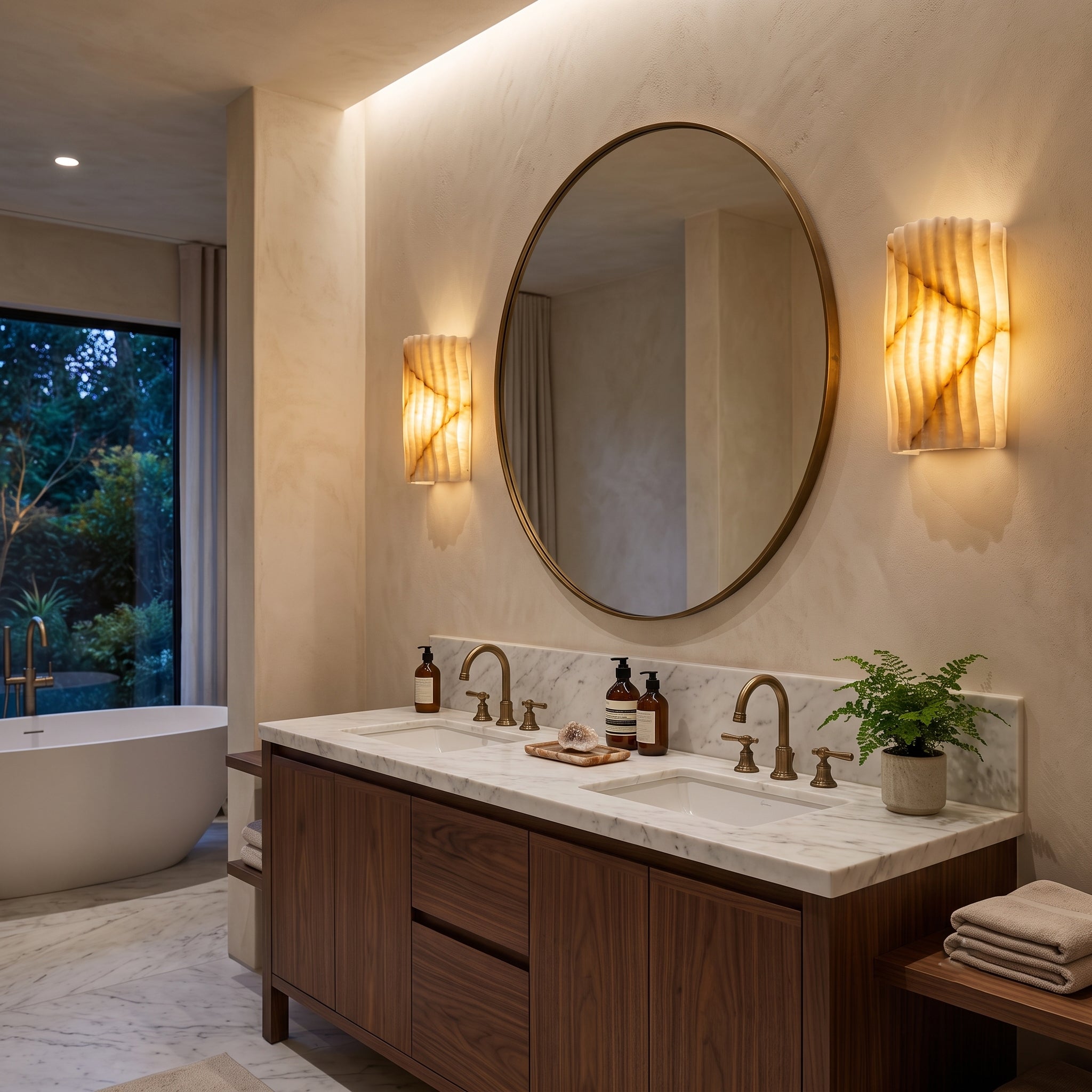 Fluted Alabaster Wall Sconce
