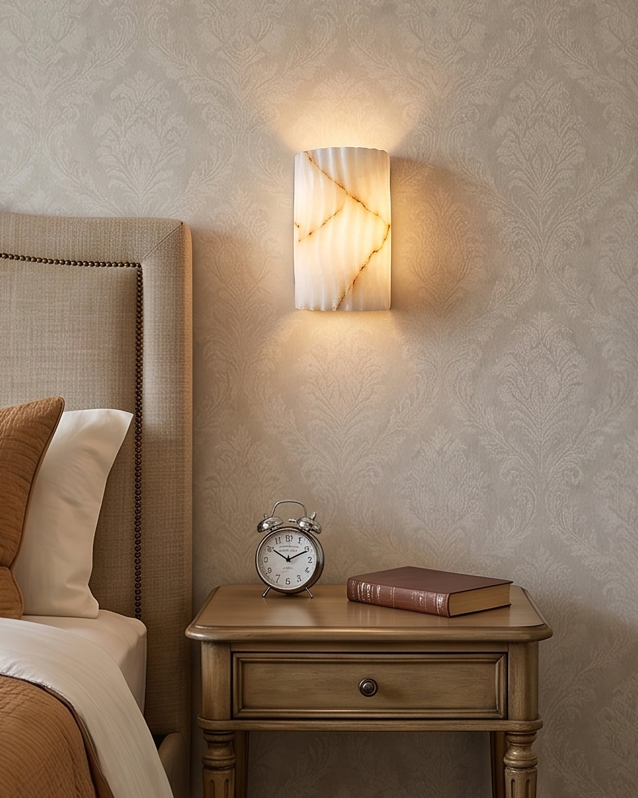 Fluted Alabaster Wall Sconce