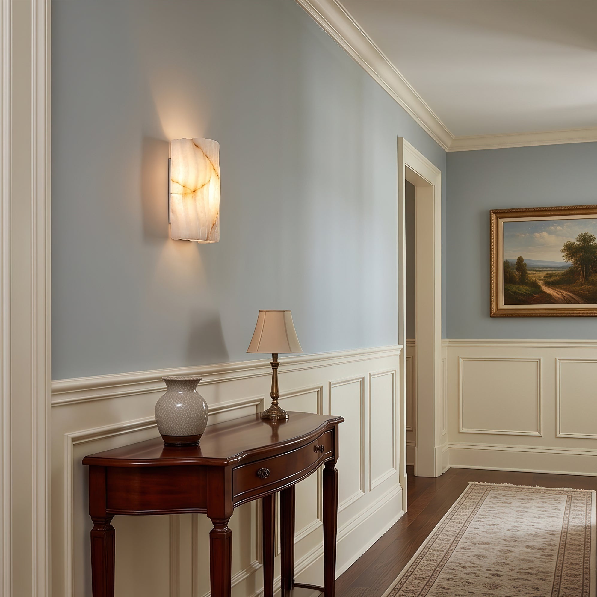 Fluted Alabaster Wall Sconce