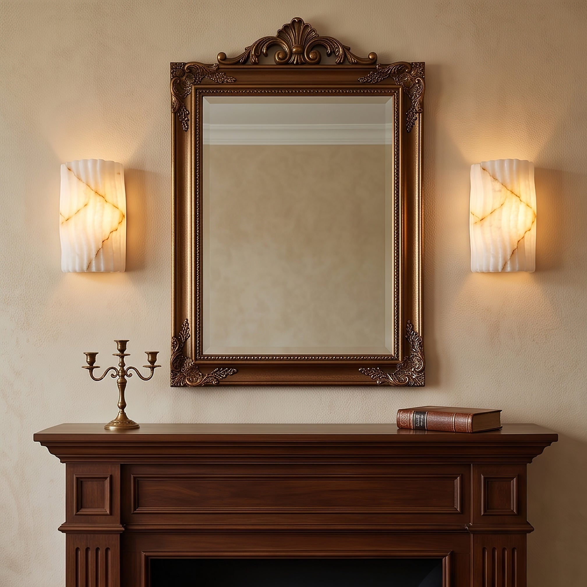 Fluted Alabaster Wall Sconce