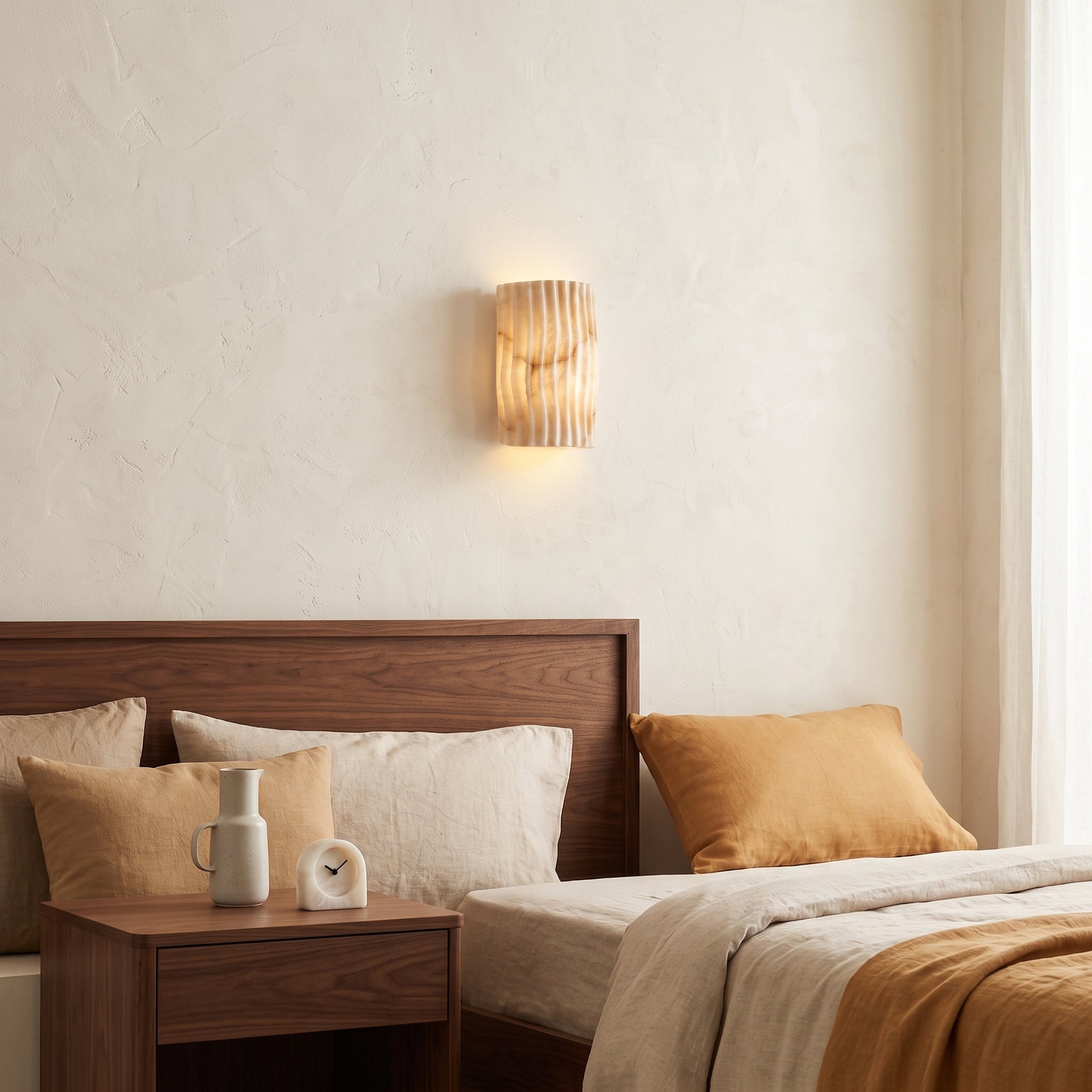 Fluted Alabaster Wall Sconce
