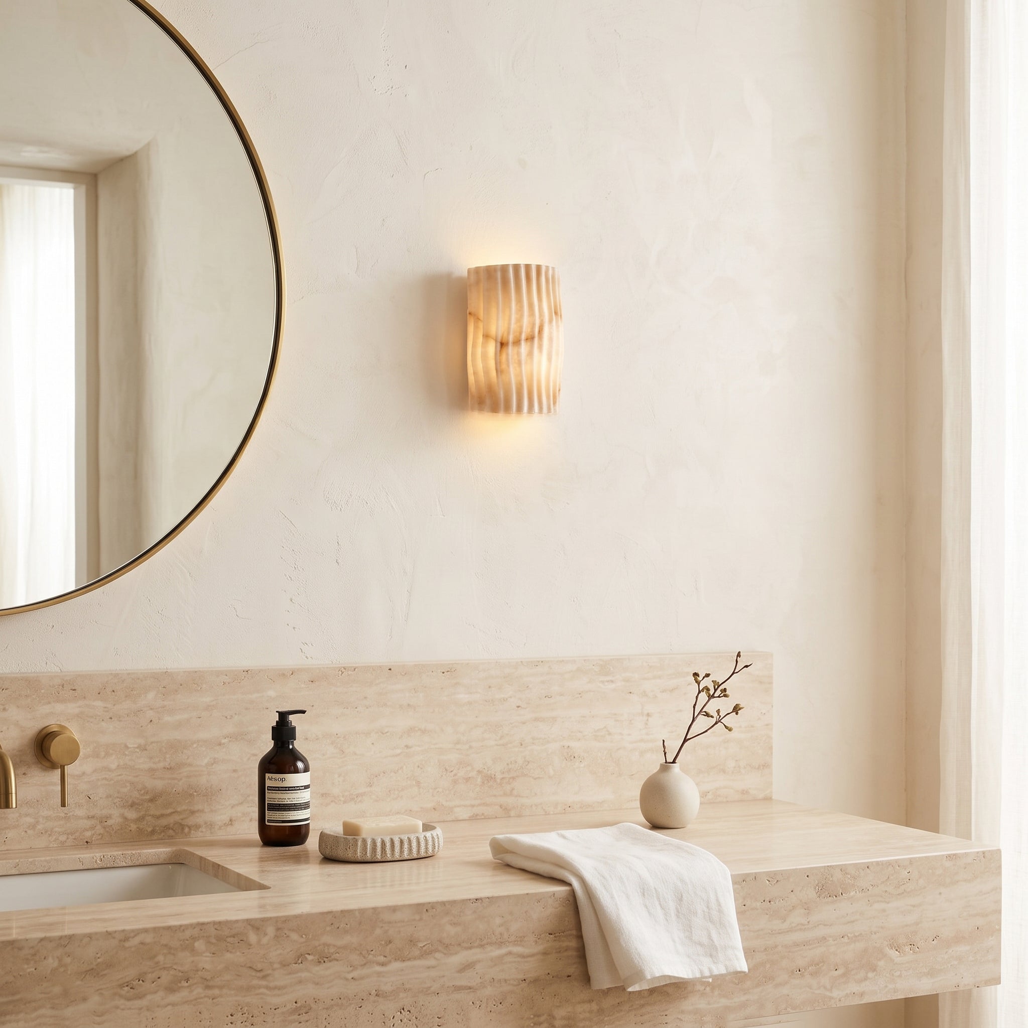 Fluted Alabaster Wall Sconce